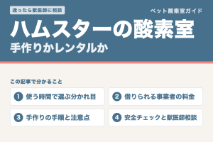 ハムスターの酸素室は手作りかレンタルか。使う時間で選ぶ分かれ目、借りられる事業者の料金、手作りの手順と注意点、安全チェックと獣医師相談を整理した記事